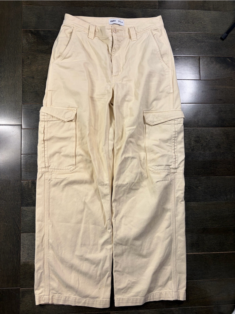 TNA Cream Cargo Utility Pants High Rise Straight Leg Size 6